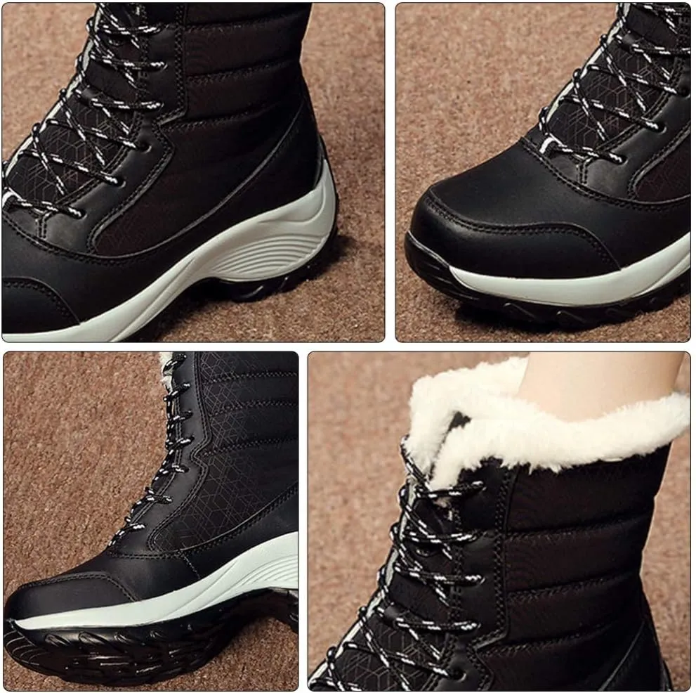 1 Pair Snow Boots Sports Shoes Plush Winter Warm Faux Fur Anti Slip Lace Up Ankle Slip On Waterproof Outdoor Booties