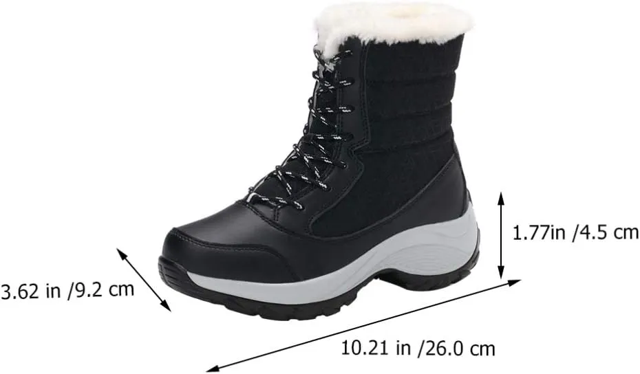1 Pair Snow Boots Sports Shoes Plush Winter Warm Faux Fur Anti Slip Lace Up Ankle Slip On Waterproof Outdoor Booties