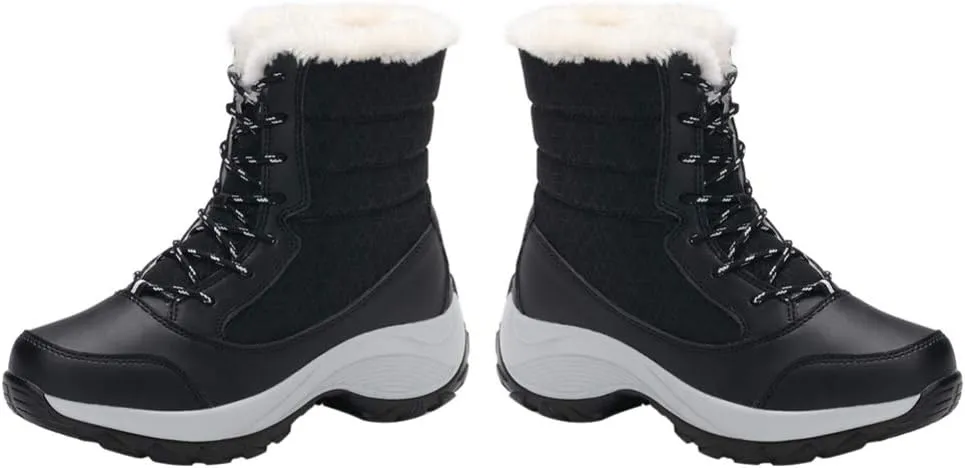 1 Pair Snow Boots Sports Shoes Plush Winter Warm Faux Fur Anti Slip Lace Up Ankle Slip On Waterproof Outdoor Booties