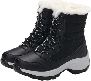 1 Pair Snow Boots Sports Shoes Plush Winter Warm Faux Fur Anti Slip Lace Up Ankle Slip On Waterproof Outdoor Booties