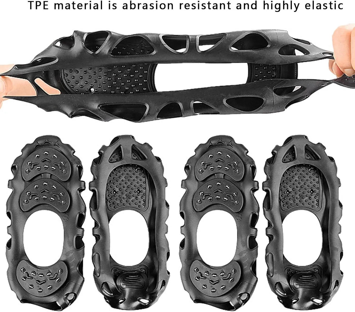 30 Tooth Ice Cleats, Non Slip Lightweight TPE Alloy Snow Crampons with Steel Spikes, Cushioned Anti Slip Ice Shoe Grippers for Mountaineering Snow, Suitable for Outdoor Walking