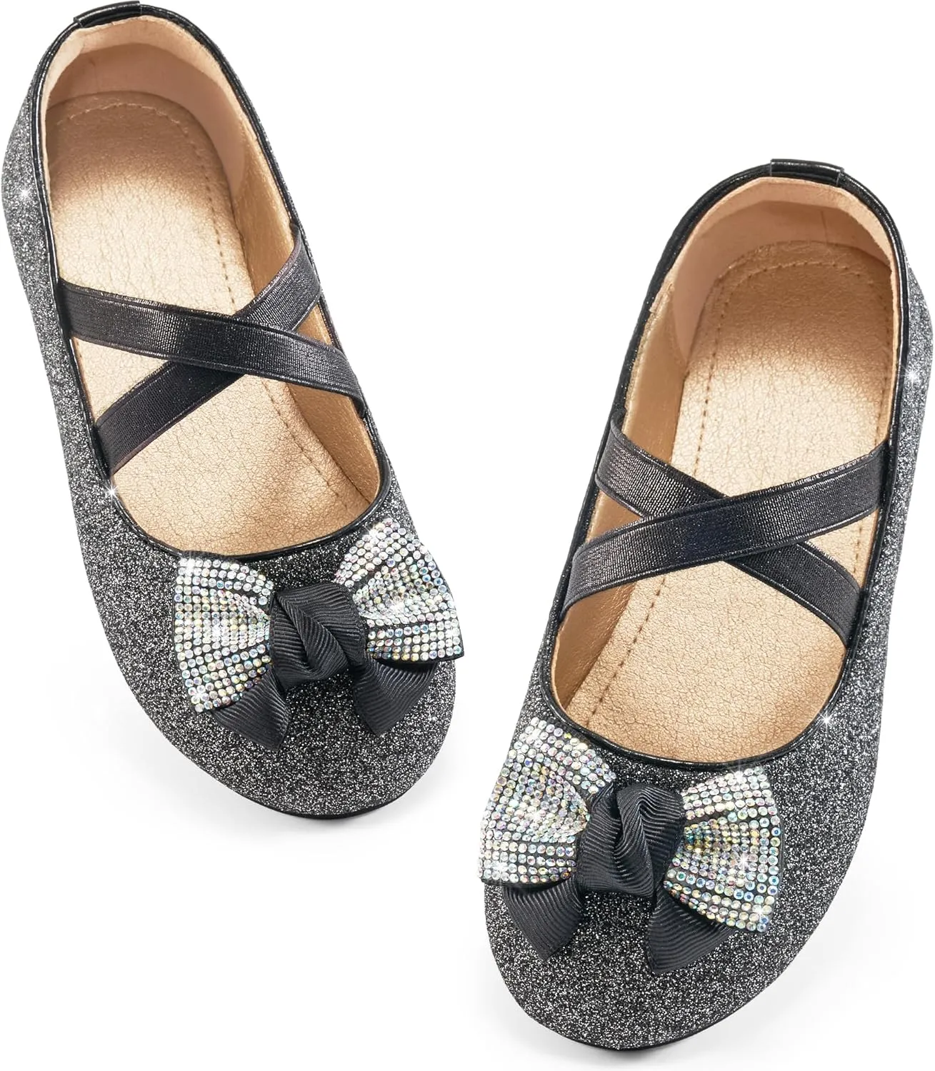 Ablanczoom Girls Dress Shoes Flats: Toddler Bowknot Ballet Shoes Wedding Party School Mary Jane Flat for Little Big Kids