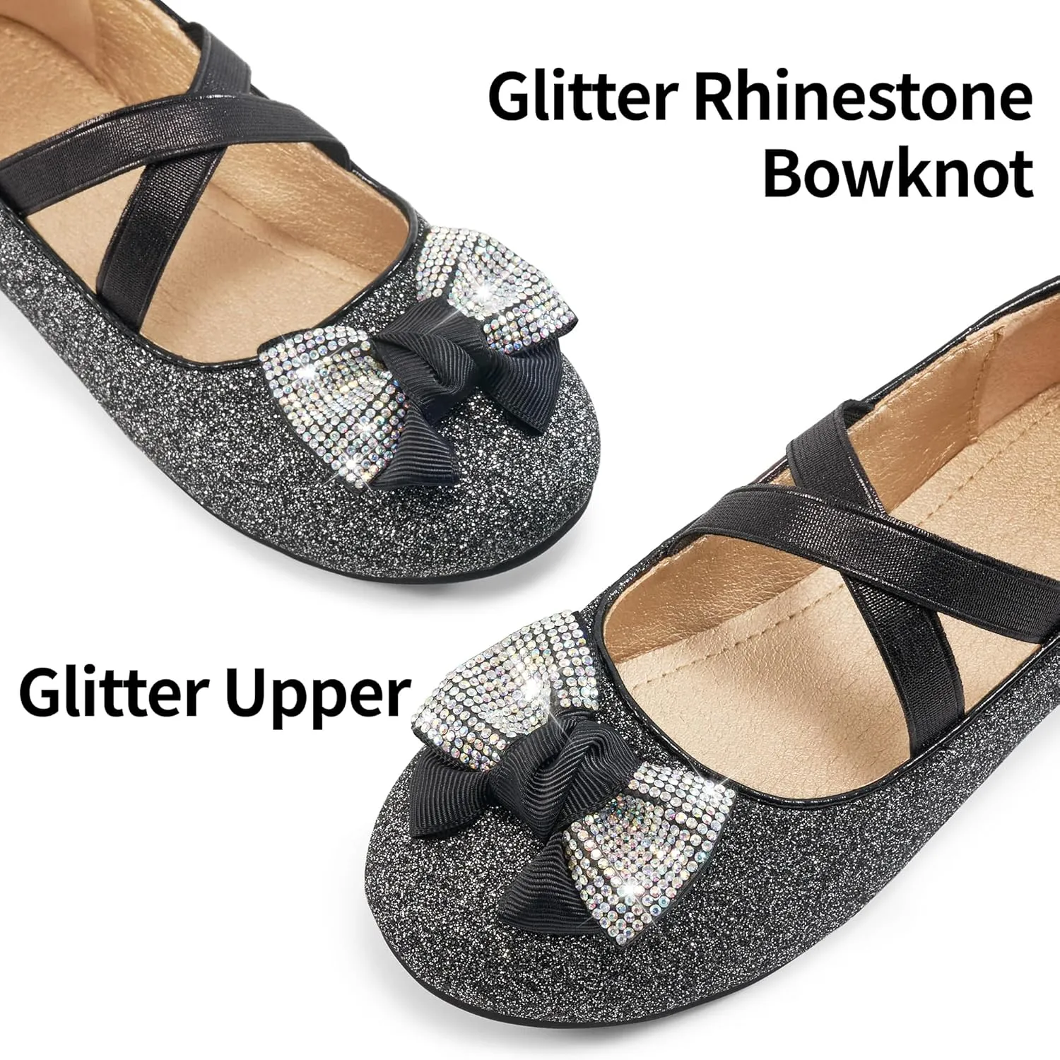 Ablanczoom Girls Dress Shoes Flats: Toddler Bowknot Ballet Shoes Wedding Party School Mary Jane Flat for Little Big Kids