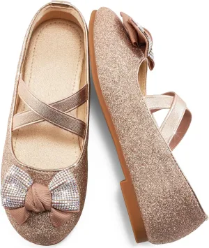 Ablanczoom Girls Flats Dress Shoes - Toddler/Little Girl Casual Slip on Bowknot Mary Jane Ballet Flats Wedding Party School