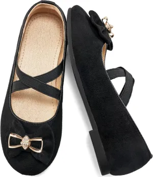 Ablanczoom Girls Flats Dress Shoes - Toddler/Little Girl Casual Slip on Bowknot Mary Jane Ballet Flats Wedding Party School