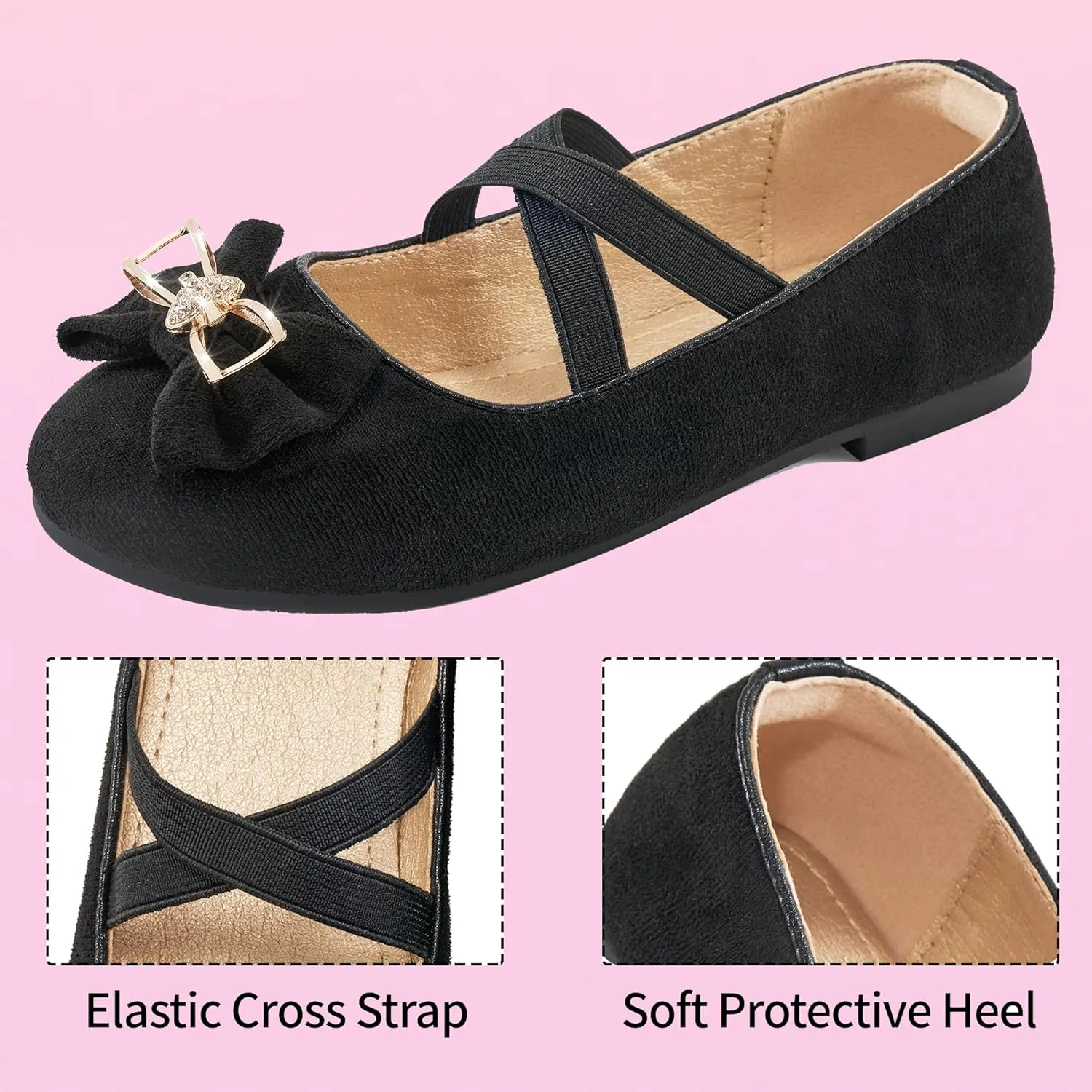 Ablanczoom Girls Flats Dress Shoes - Toddler/Little Girl Casual Slip on Bowknot Mary Jane Ballet Flats Wedding Party School