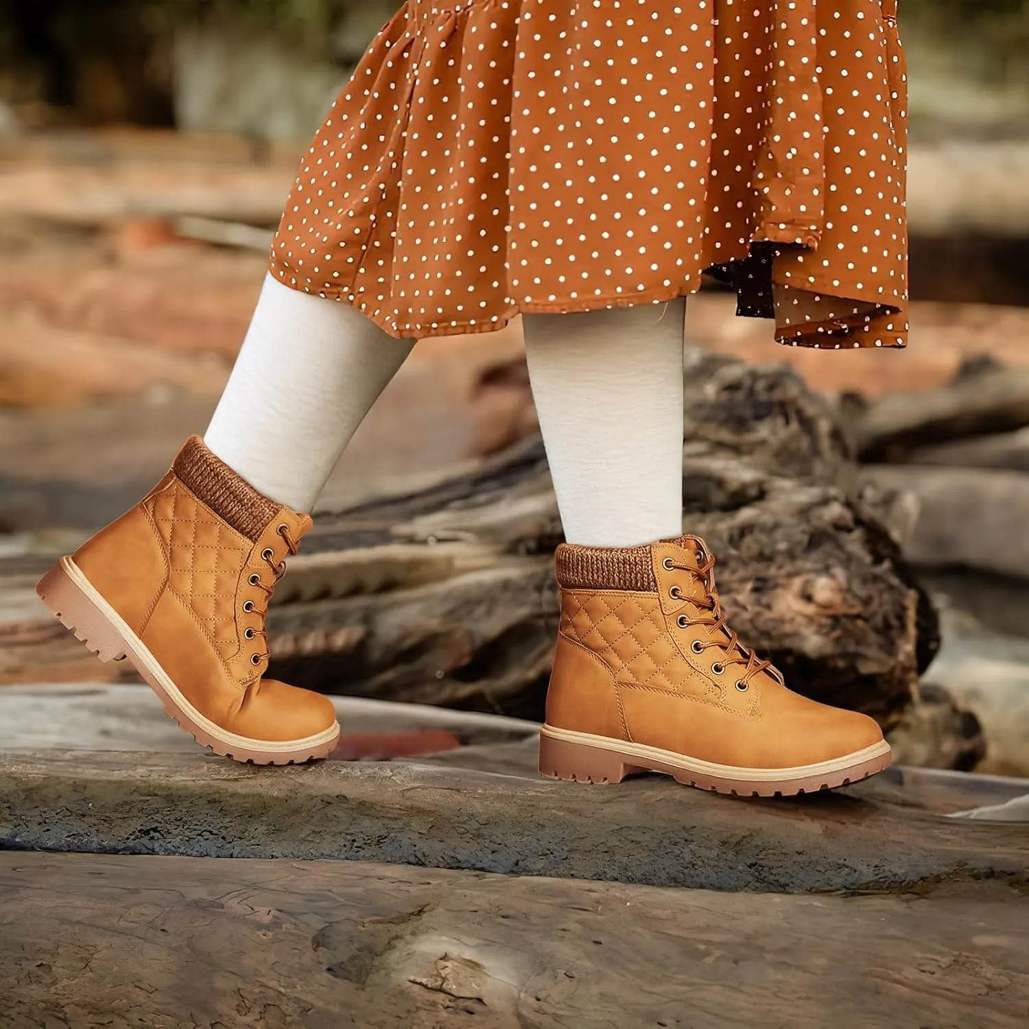 Adokoo Boots for Women Waterproof Fall Winter Ankle Boots Snow Black Combat Boots Lace Up Non Slip for Hiking Work