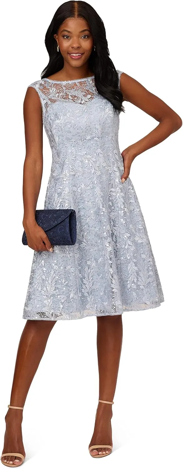 Adrianna Papell Women's Embroidered Midi Cocktail Dress