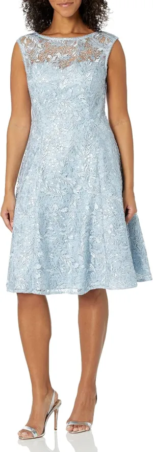 Adrianna Papell Women's Embroidered Midi Cocktail Dress