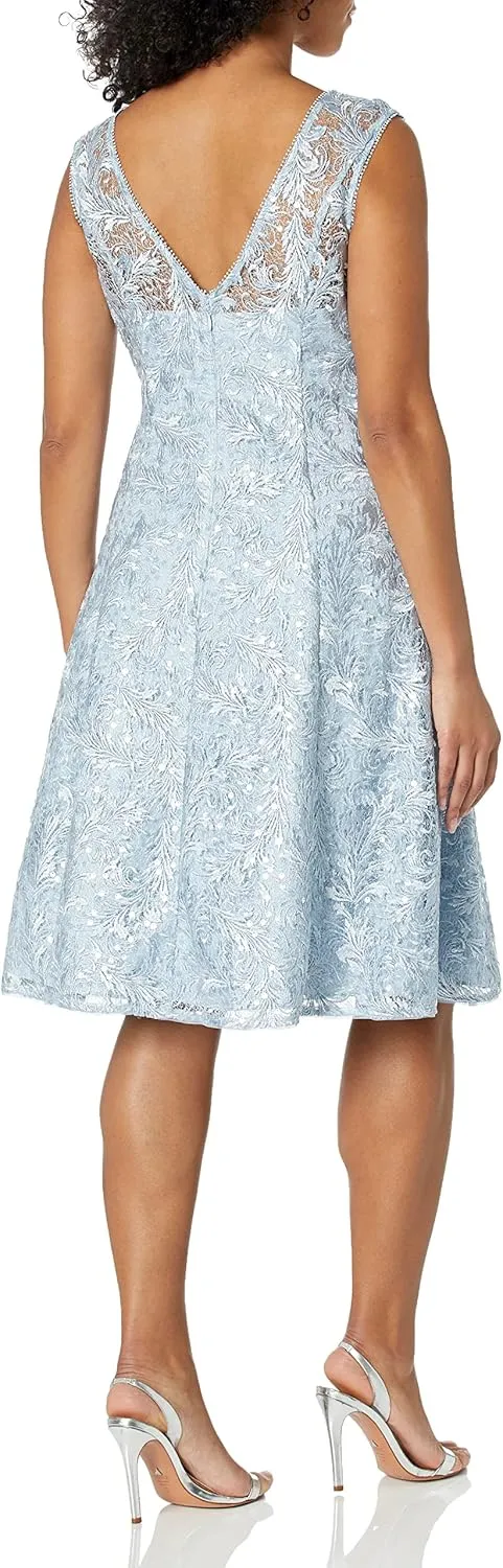 Adrianna Papell Women's Embroidered Midi Cocktail Dress