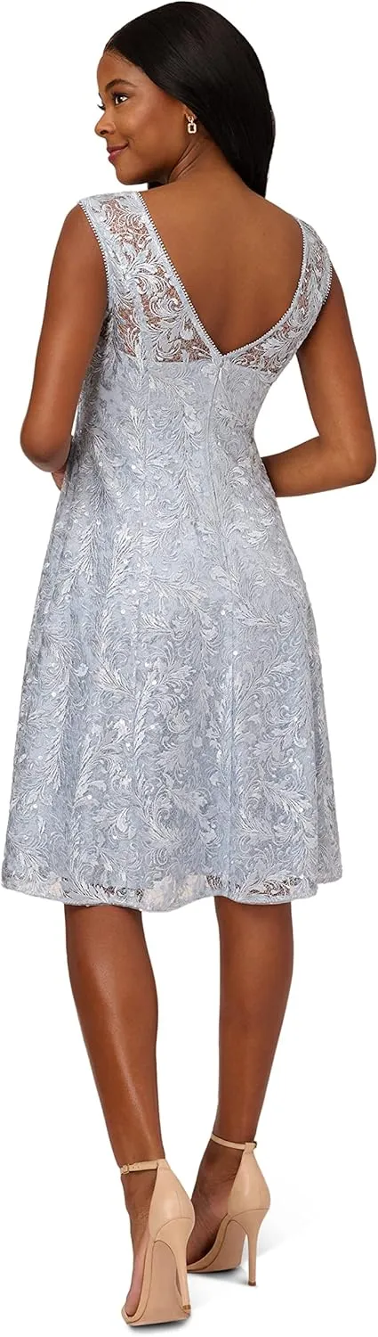 Adrianna Papell Women's Embroidered Midi Cocktail Dress
