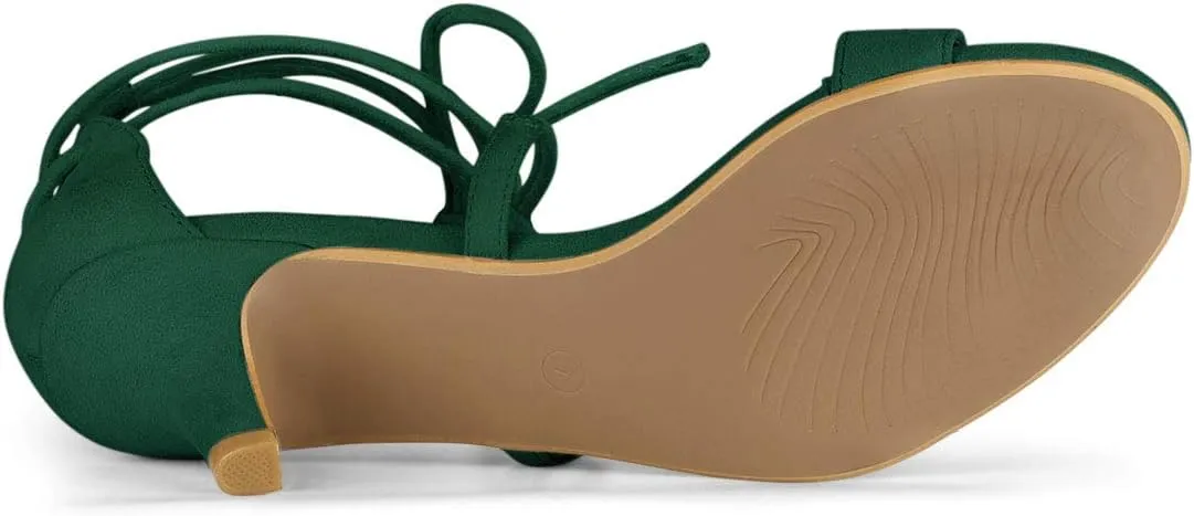 Allegra K Women's Kitten Heel Lace Up Open Toe Sandals