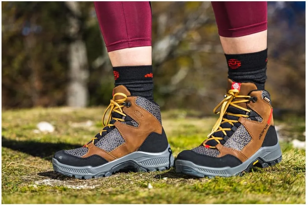 Alpina IRIN Premium Women's Boots - Ankle High Waterproof Shoes with Breathable Membrane and Slip Resistant Vibram Sole Leather and Fiber Upper Made in Europe