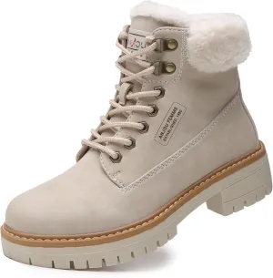 ANJOUFEMME Work Winter Hiking Boots For Women - Womens Snow Outdoor Casual Lace up Ankle Boots Waterproof Lightweight Warm Backpacking Walking Hiking Shoes