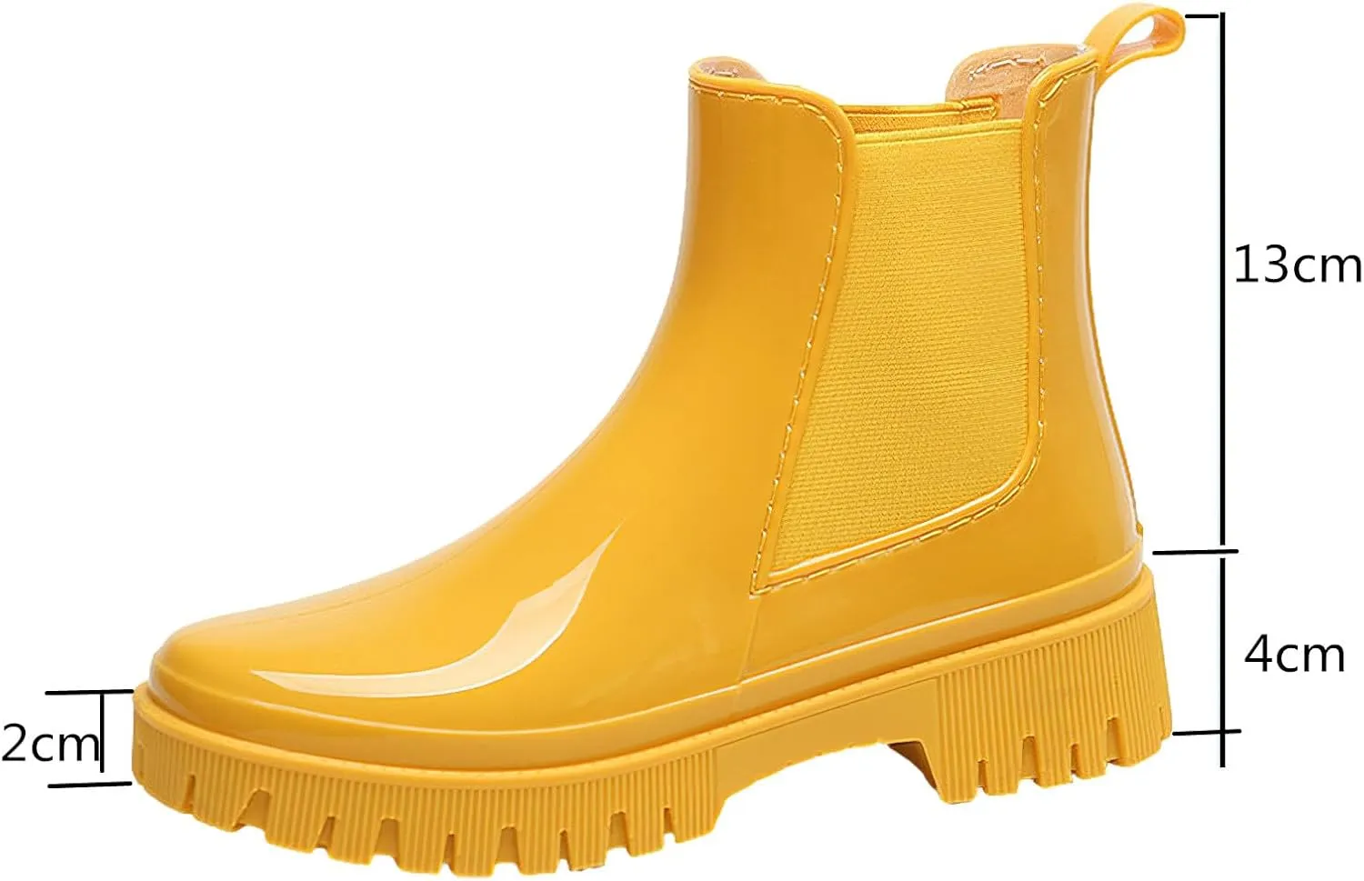 ANUFER Women's Fashion Chelsea Rain Boots Chunky Heel Ankle High Wellington Boots