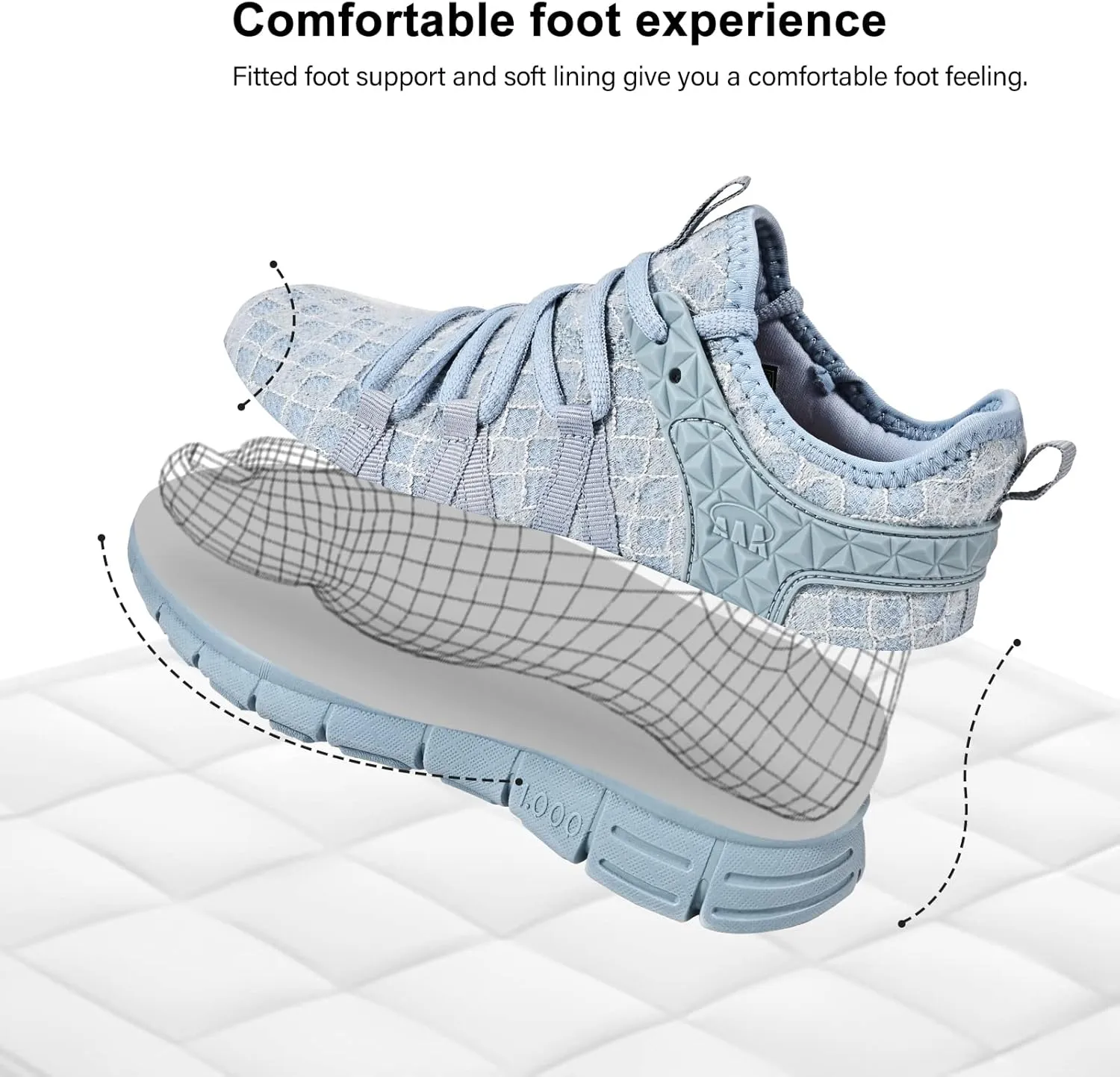 AOE Womens Fashion Walking Running Shoes Ultra Lightweight Breathable Mesh Tennis Shoes Non Slip Athletic Workout Gym Sneakers