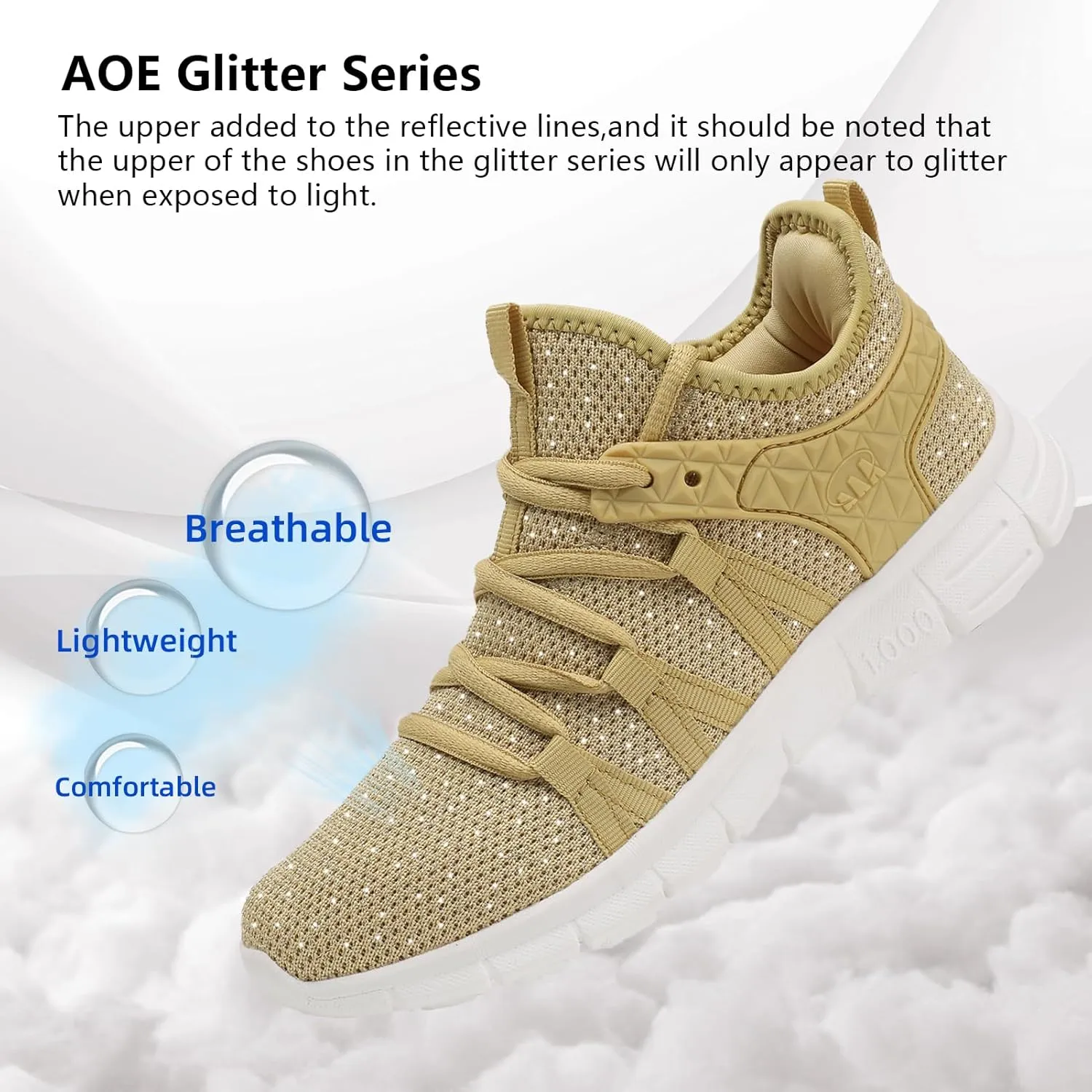 AOE Womens Fashion Walking Running Shoes Ultra Lightweight Breathable Mesh Tennis Shoes Non Slip Athletic Workout Gym Sneakers