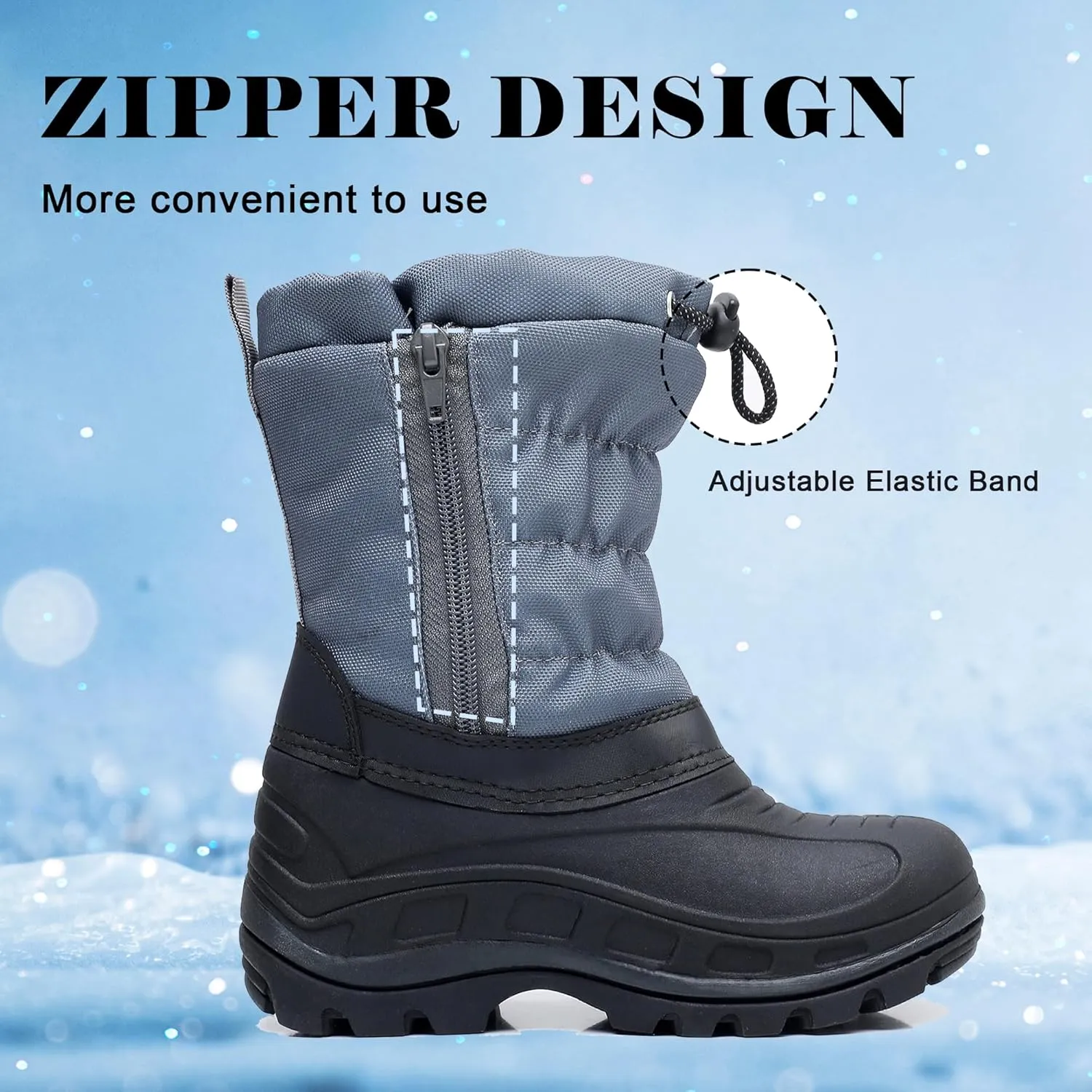 Apakowa Boys Girls Snow Boots Outdoor Slip Resistant Insulated Waterproof Winter Snow Boots (Toddler/Little Kid/Big Kid)