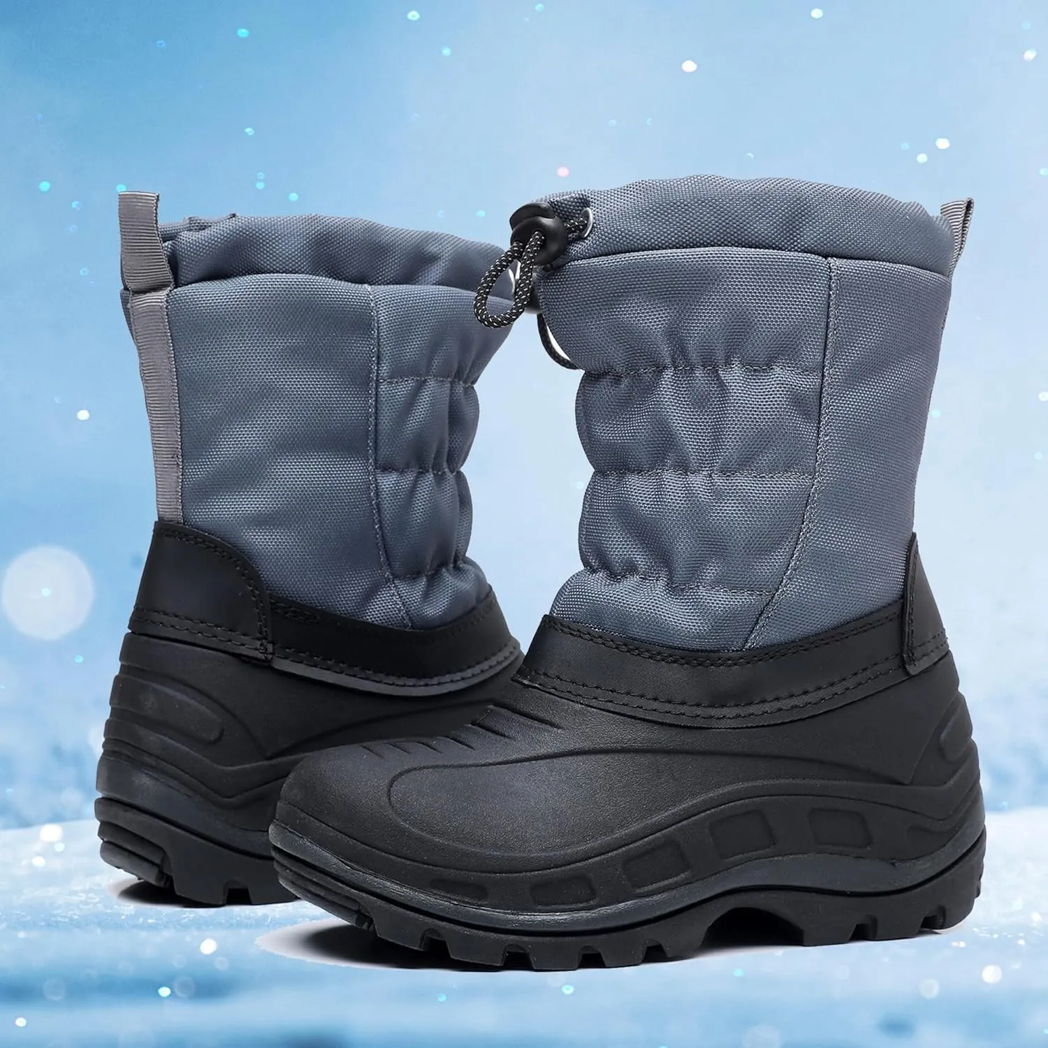 Apakowa Boys Girls Snow Boots Outdoor Slip Resistant Insulated Waterproof Winter Snow Boots (Toddler/Little Kid/Big Kid)