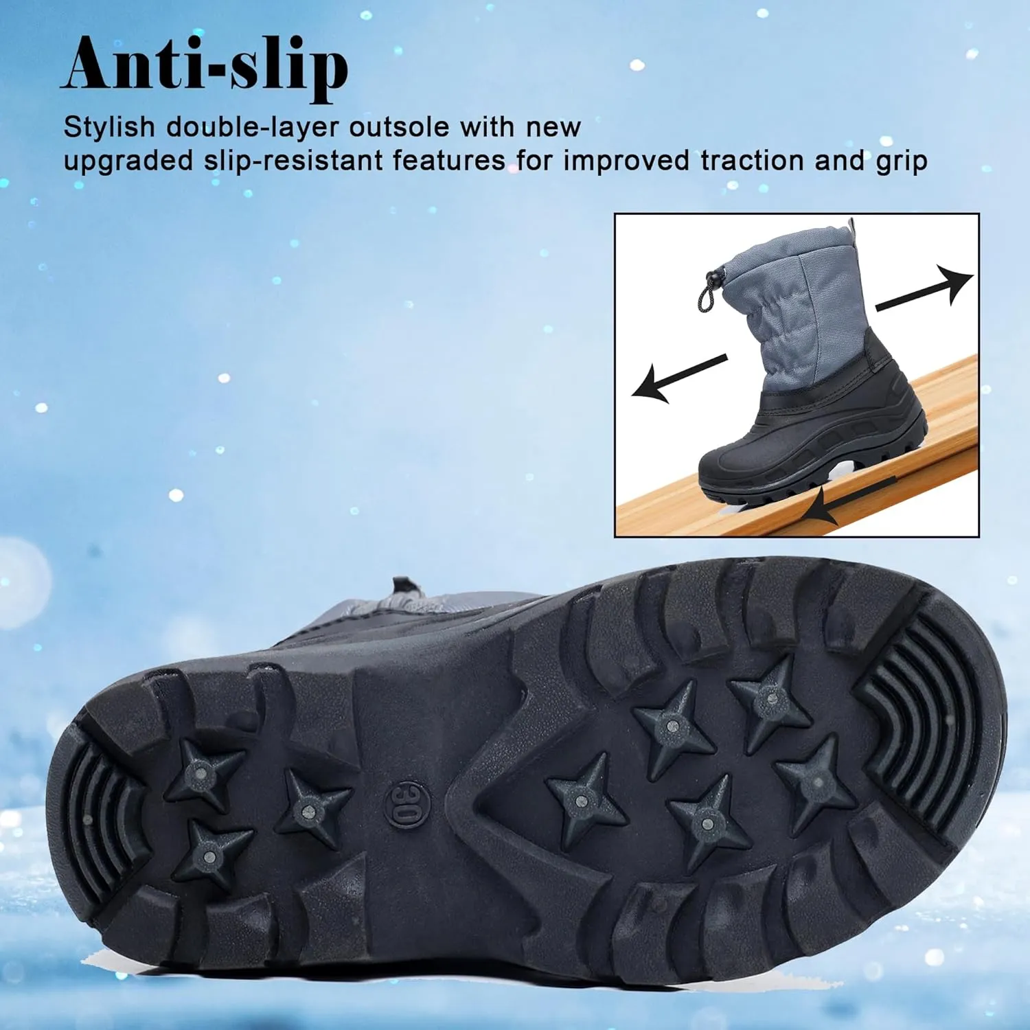 Apakowa Boys Girls Snow Boots Outdoor Slip Resistant Insulated Waterproof Winter Snow Boots (Toddler/Little Kid/Big Kid)