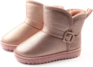 Apawwa Girls and Boys Boots Fur Lined Slip-On Warm Girls Snow Boots Waterproof Kids Winter Boots Stylish Kids Walking Boots（Size 5.5 Toddler to Size 3 Big Kid）