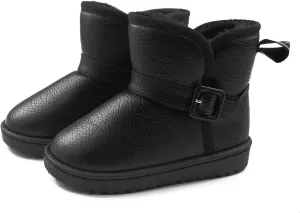 Apawwa Girls and Boys Boots Fur Lined Slip-On Warm Girls Snow Boots Waterproof Kids Winter Boots Stylish Kids Walking Boots（Size 5.5 Toddler to Size 3 Big Kid）