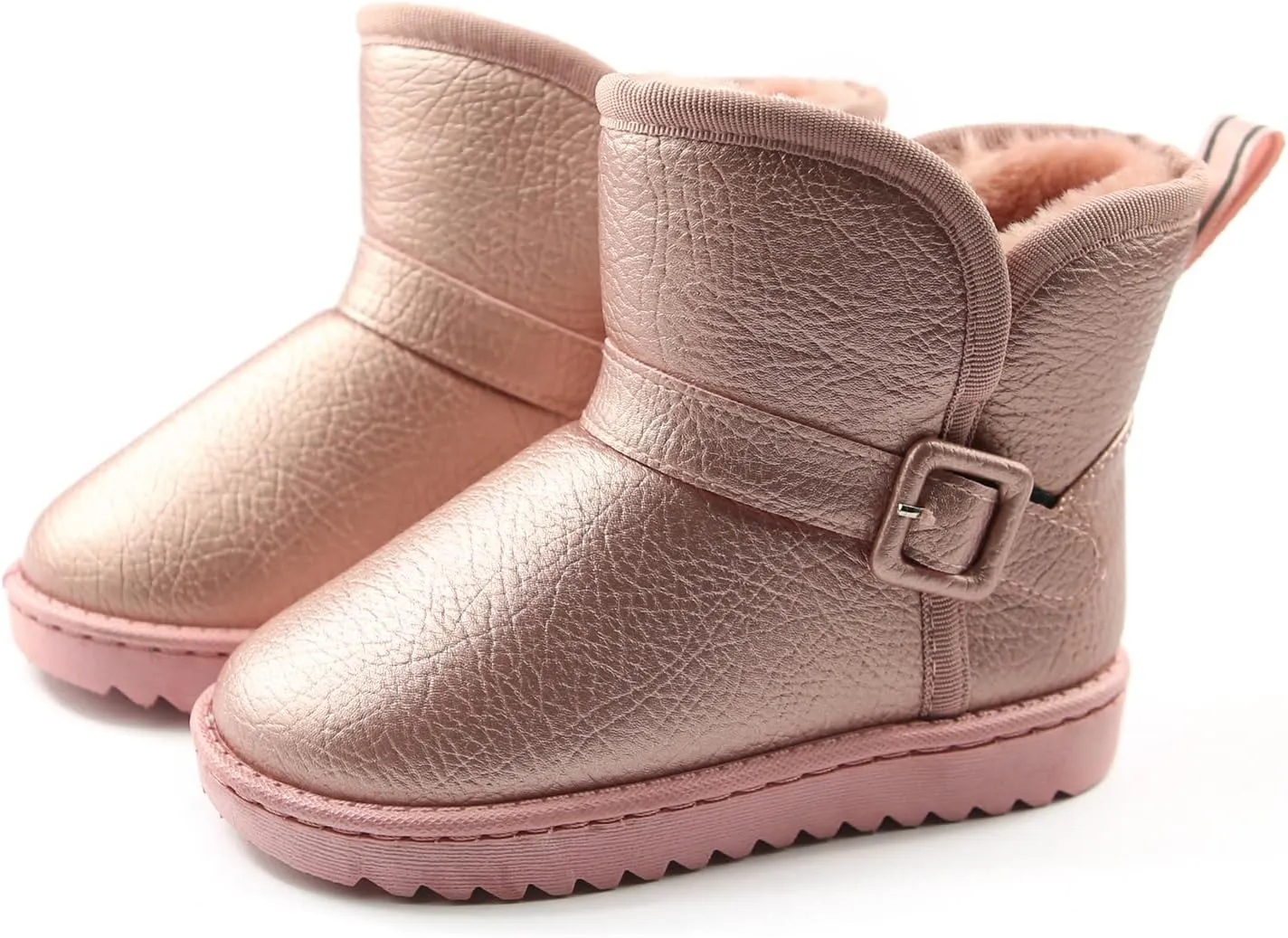 Apawwa Girls and Boys Boots Fur Lined Slip-On Warm Girls Snow Boots Waterproof Kids Winter Boots Stylish Kids Walking Boots（Size 5.5 Toddler to Size 3 Big Kid）