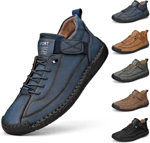 AQIXIDX Men's Leather Flat Bottom Loafers - Handmade Casual Slip-On Chukka Ankle Boots - Comfortable Breathable Walking Hiking Indoor Outdoor Sneakers