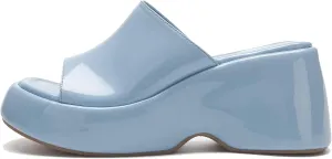 Arqa Women's Wedge Slide Sandals Open Toe Chunky Heel Outdoor Slippers Patent Comfor Slip-on Shoes