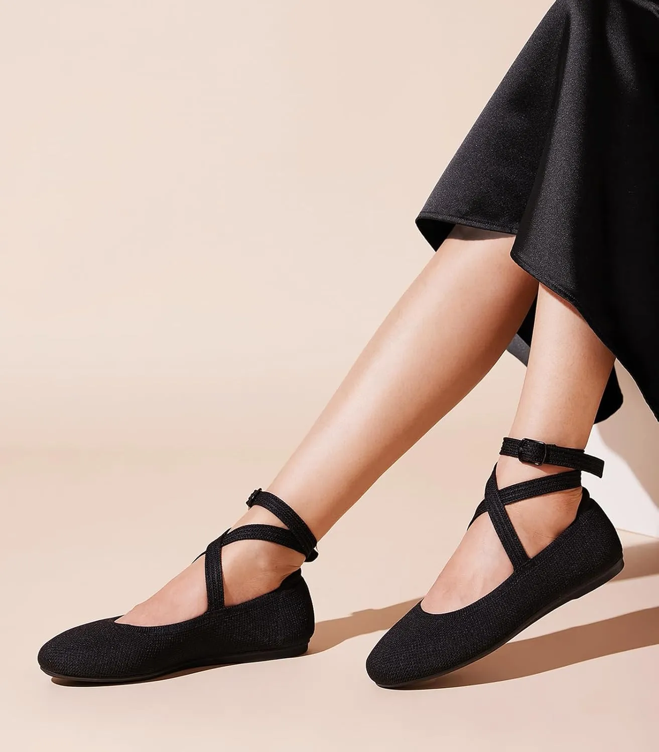 Arromic Flats for Women Round Toe Ballet Flats with Ankle Straps Ballerina Flat Shoes Women Dressy Comfortable for Work Wedding Office Casual