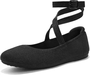 Arromic Flats for Women Round Toe Ballet Flats with Ankle Straps Ballerina Flat Shoes Women Dressy Comfortable for Work Wedding Office Casual