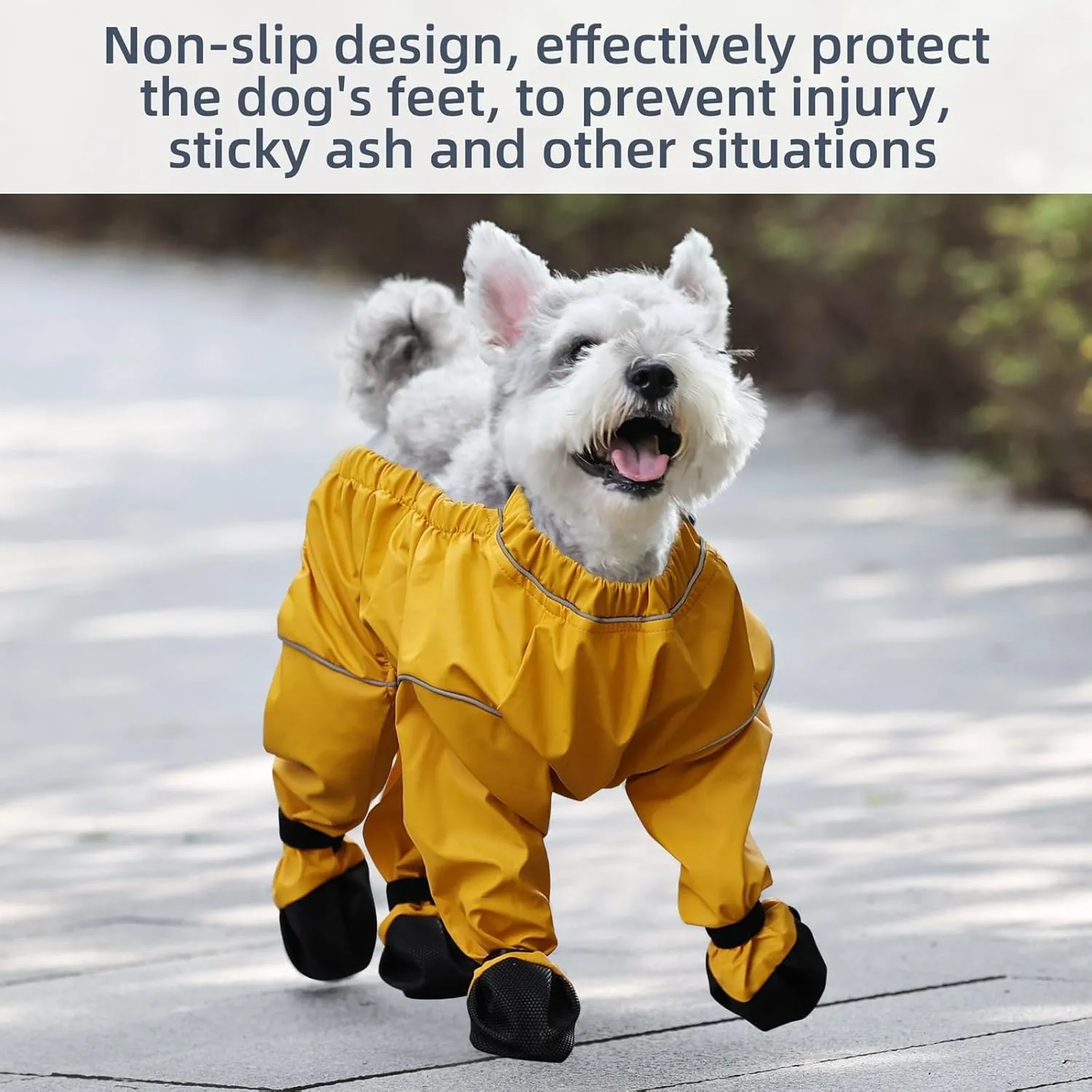 ASENKU Dog Shoes for Medium Dogs, Soft Adjustable Dog Boots & Paw Protectors, Waterproof Anti-Slip Dog Clothes with Boots for Rainy Days, Running, Hiking, Outdoor Walking (Yellow, M)