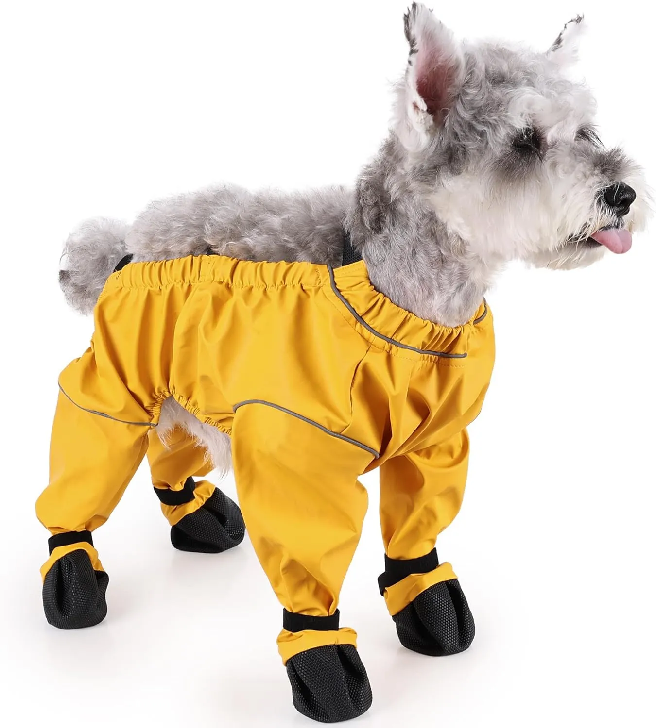 ASENKU Dog Shoes for Medium Dogs, Soft Adjustable Dog Boots & Paw Protectors, Waterproof Anti-Slip Dog Clothes with Boots for Rainy Days, Running, Hiking, Outdoor Walking (Yellow, M)
