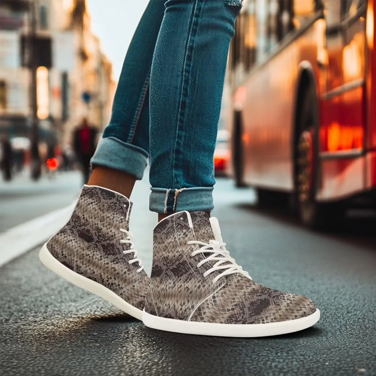Barefoot Minimalist Shoes Mandala Style Women Wide Width Fashion Sneaker Non-Slip Sneakers Lightweight PU Leather