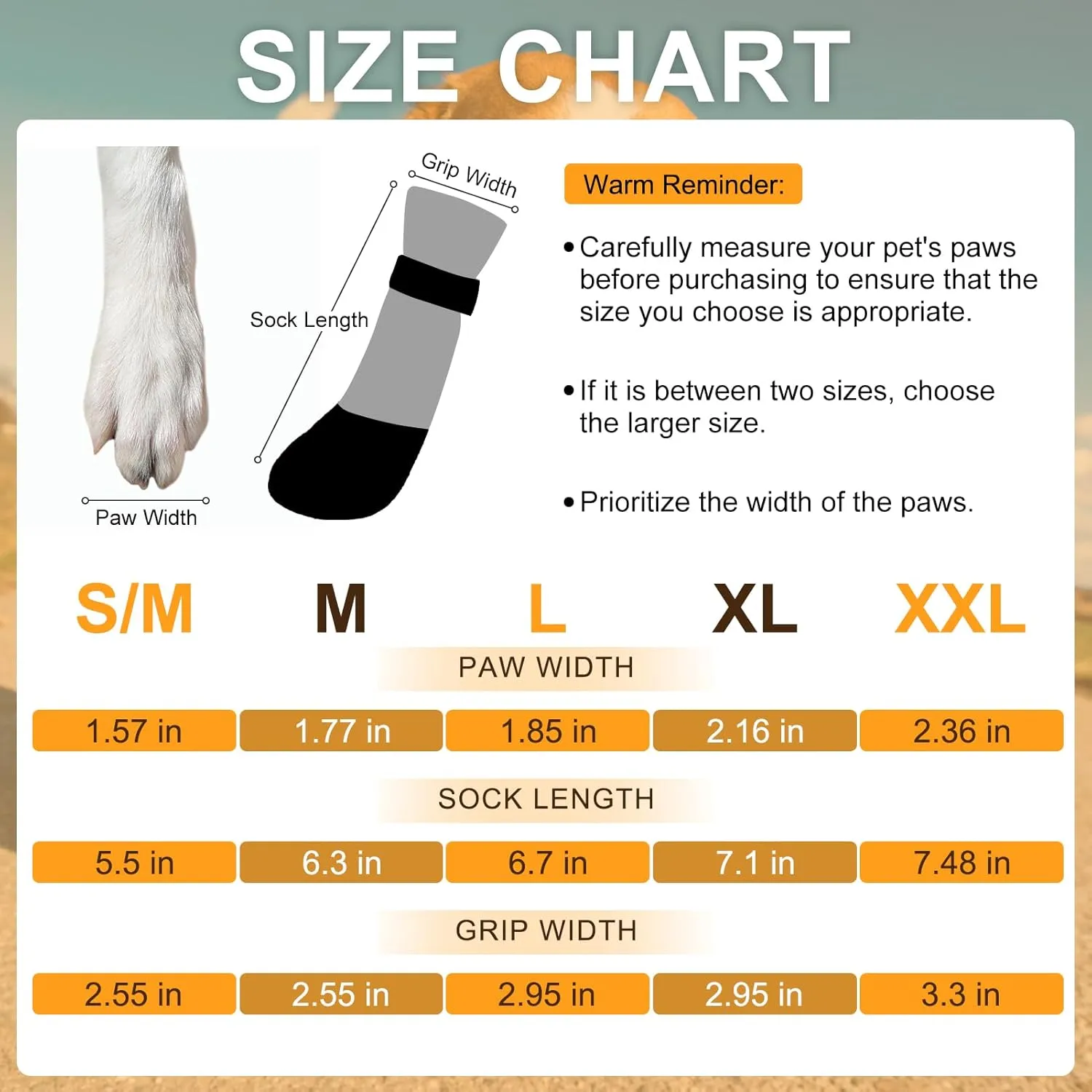 BEAUTYZOO Dog Boots for Small Dogs, Dog Boots & Paw Protectors for Winter Snowy Day Summer Hot Pavement, Waterproof Dog Booties for Hardwood Floors, 6 PCS Grip Socks Shoes for Dogs, Orange SM