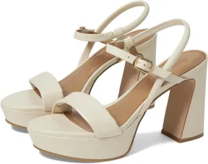 Bernardo® Ventura Heeled Sandals for Women – Leather Construction – Rubber Outsole – Ankle Buckle Closure Eggshell 8 M