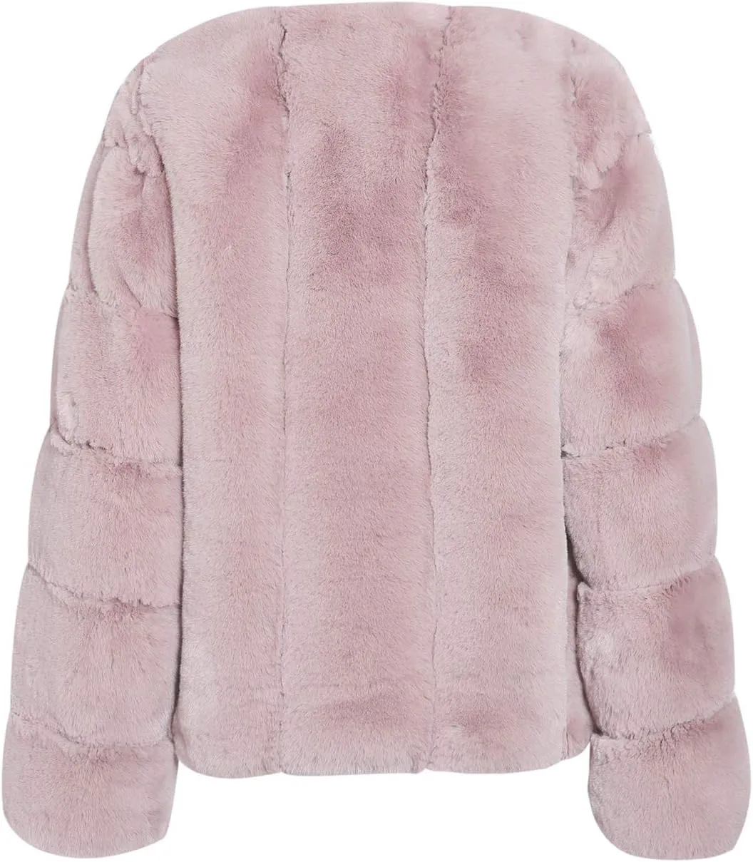 BerryGo Women's Long Sleeve Open Front Fuzzy Faux Fur Coat