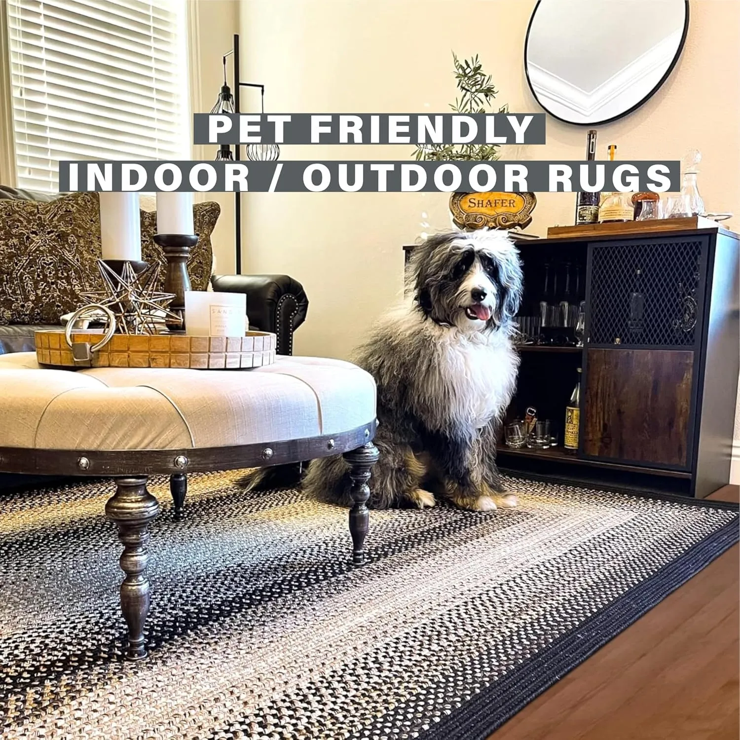 Black Mist Braided Runner Rug 22"x72" - Rectangle, Black and Tan, Indoor Outdoor Washable - Country Primitive Decor for Bathrooms and Entryways - Beautiful, Durable, Waterproof, Pet Friendly and Soft