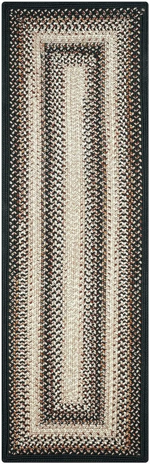 Black Mist Braided Runner Rug 22"x72" - Rectangle, Black and Tan, Indoor Outdoor Washable - Country Primitive Decor for Bathrooms and Entryways - Beautiful, Durable, Waterproof, Pet Friendly and Soft