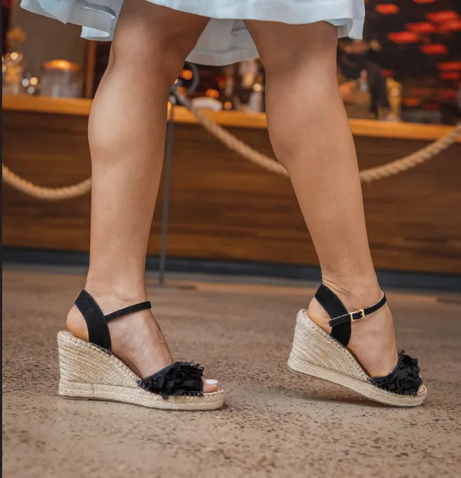 Black With Ankle Straps Espadrilles