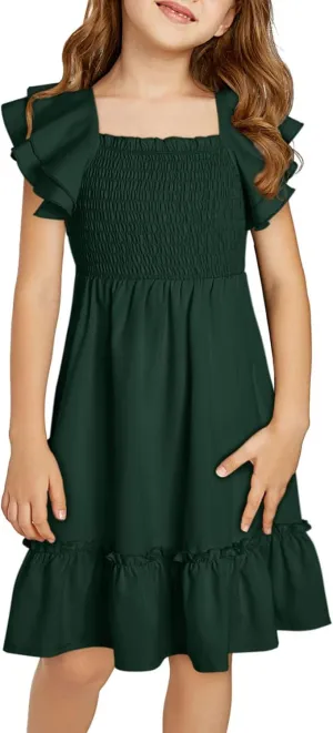 blibean Tween Girls Elegant Ruffle Sleeve Dresses Size 6-15 Years