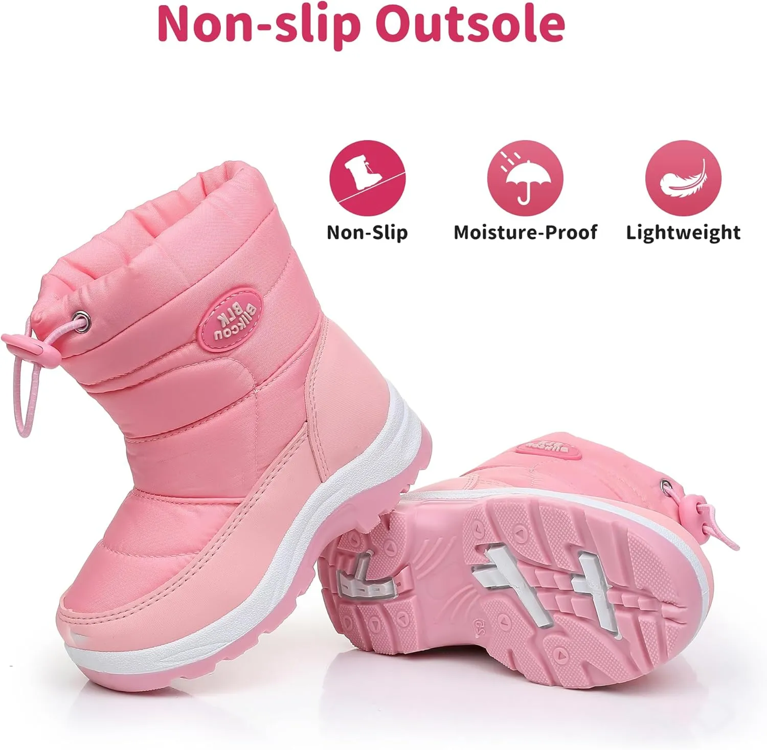 Blikcon Boys Girls Snow Boots Slip Resistant Waterproof Winter Boots (Toddler/Little Kid)