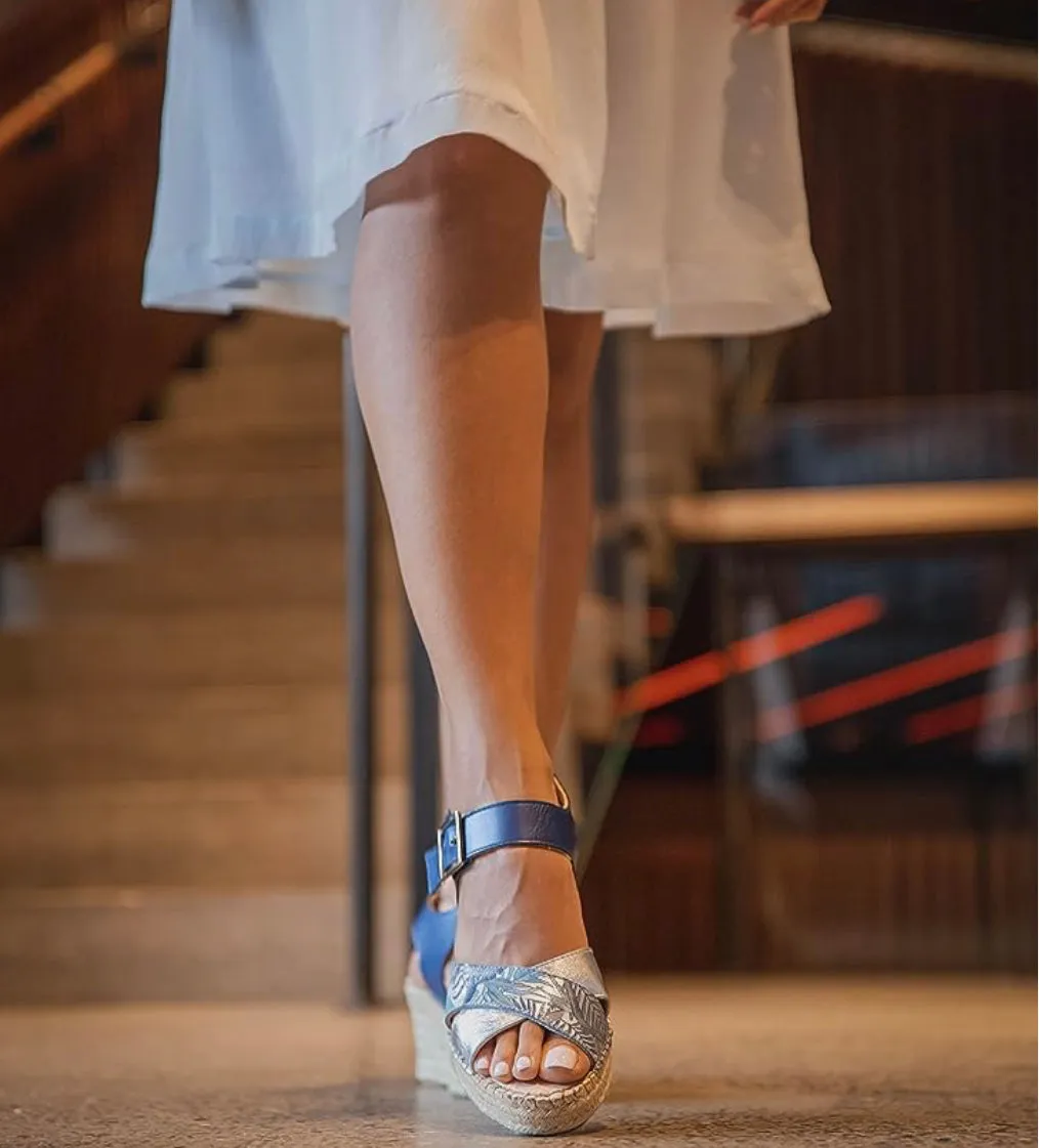 Blue With Ankle Strap Espadrilles