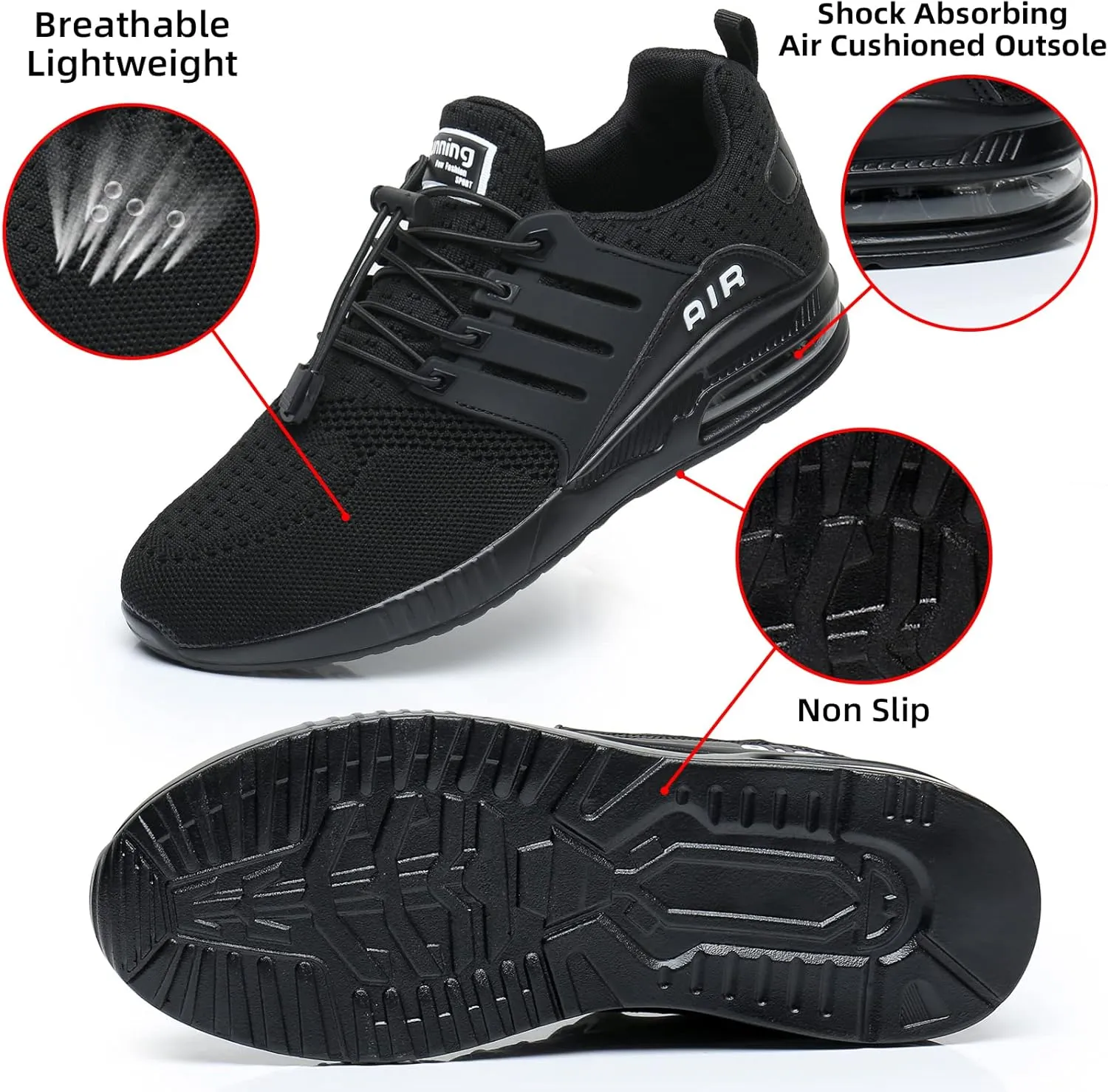 BOGOVER Men's Walking Shoes Non Slip Running Tennis Shoes Breathable Lightweight Air Cushion Sneakers for Tennis Gym Jogging