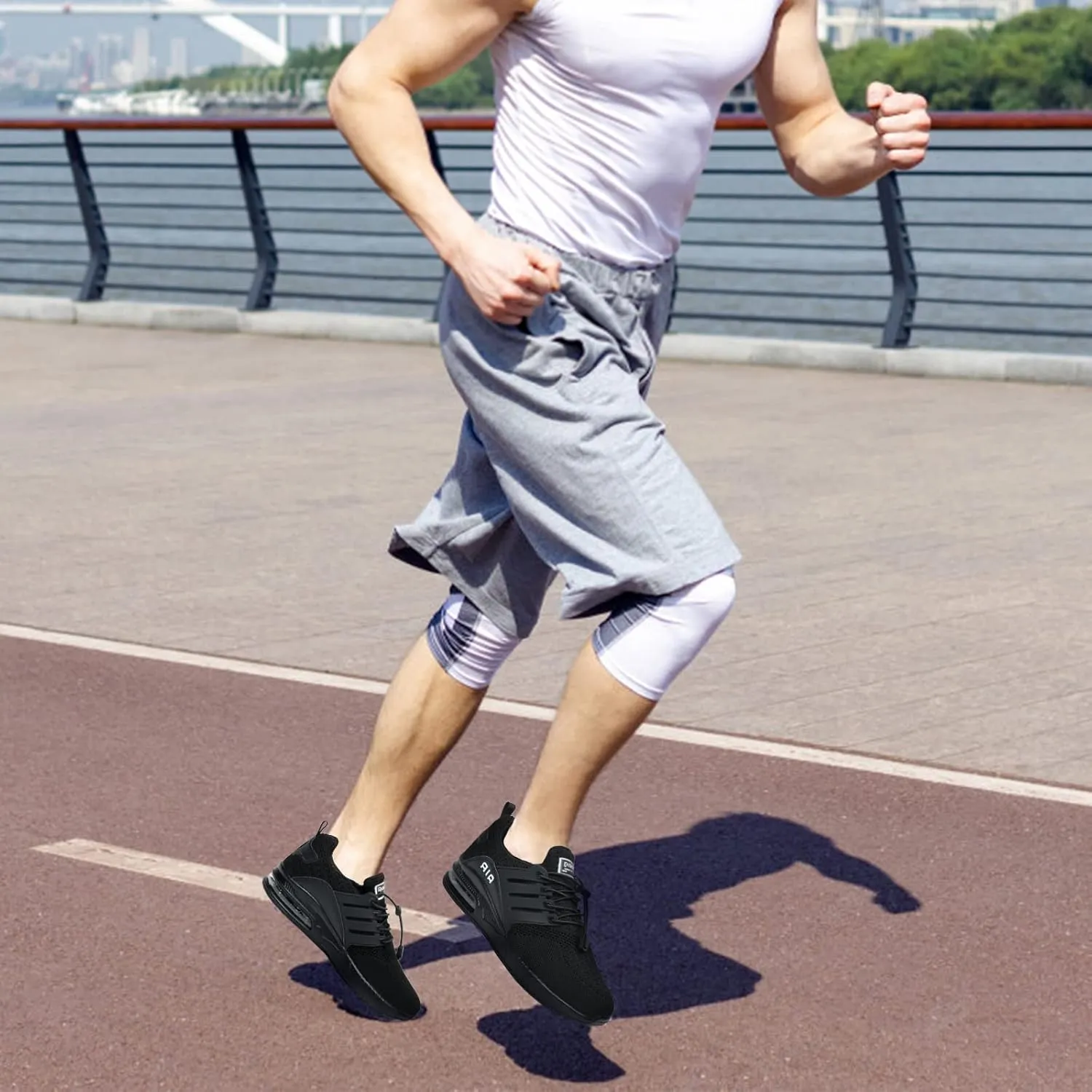 BOGOVER Men's Walking Shoes Non Slip Running Tennis Shoes Breathable Lightweight Air Cushion Sneakers for Tennis Gym Jogging