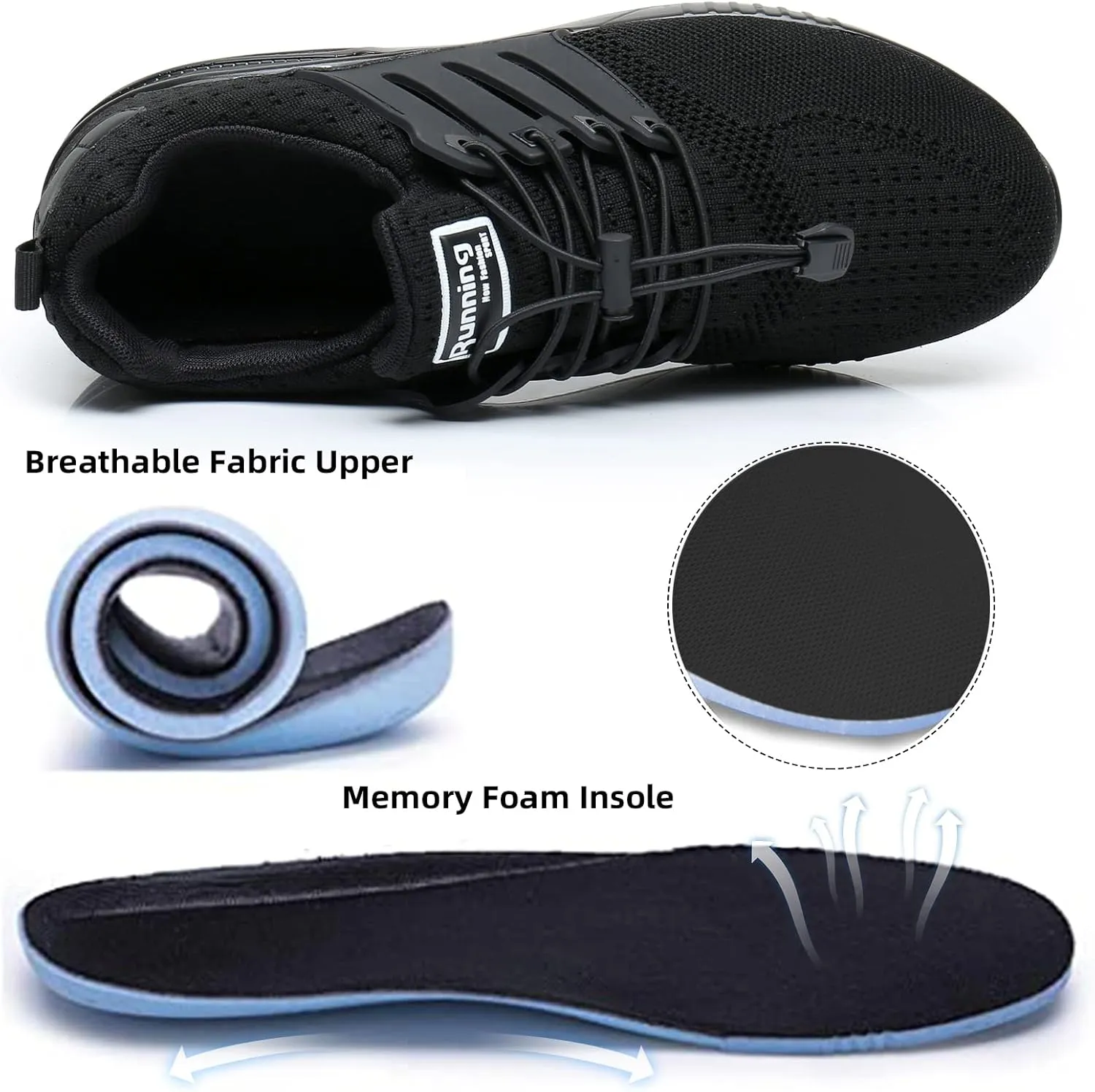 BOGOVER Men's Walking Shoes Non Slip Running Tennis Shoes Breathable Lightweight Air Cushion Sneakers for Tennis Gym Jogging
