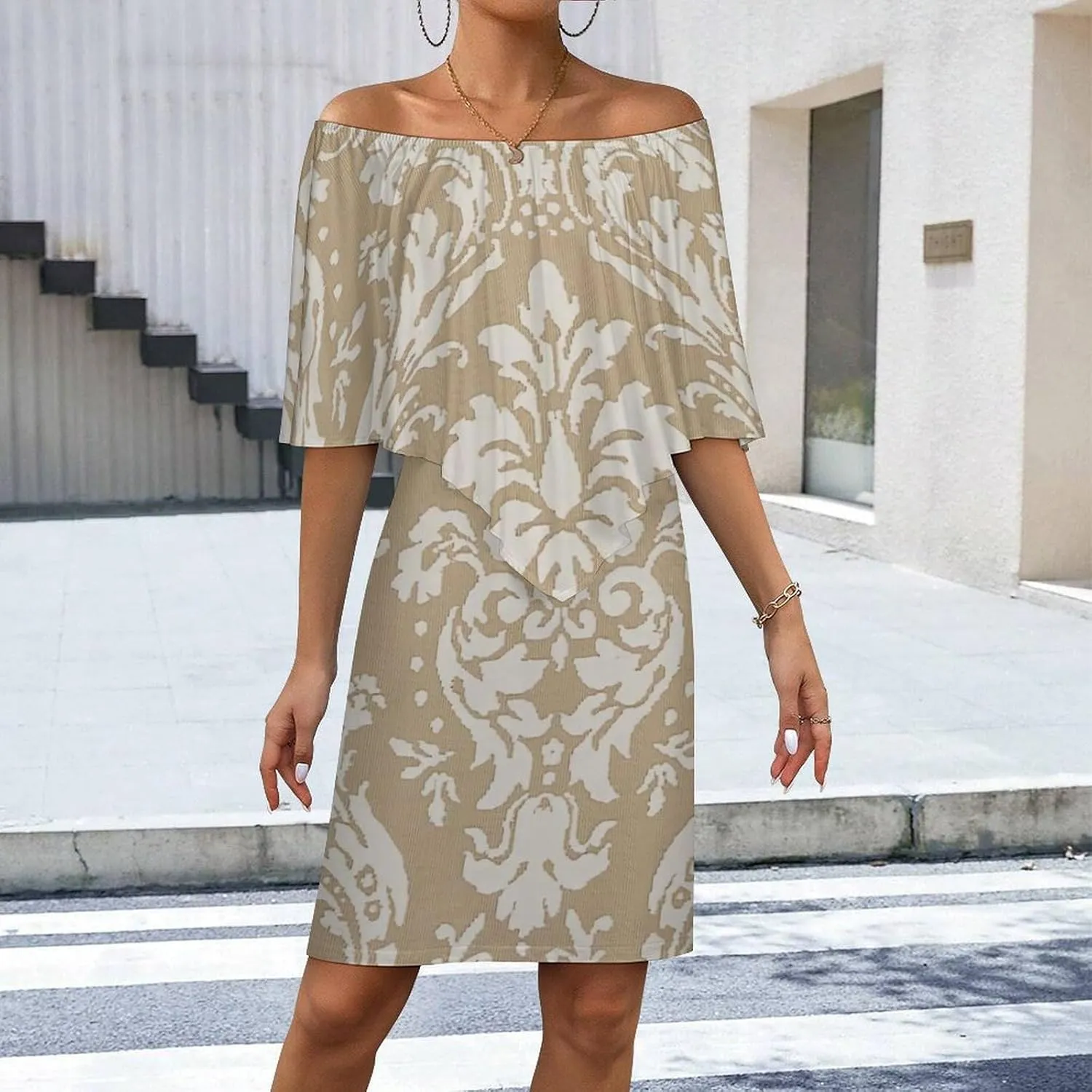 BohoWomen's Cape Long Dress French Elegant Retro Light Mature Dress