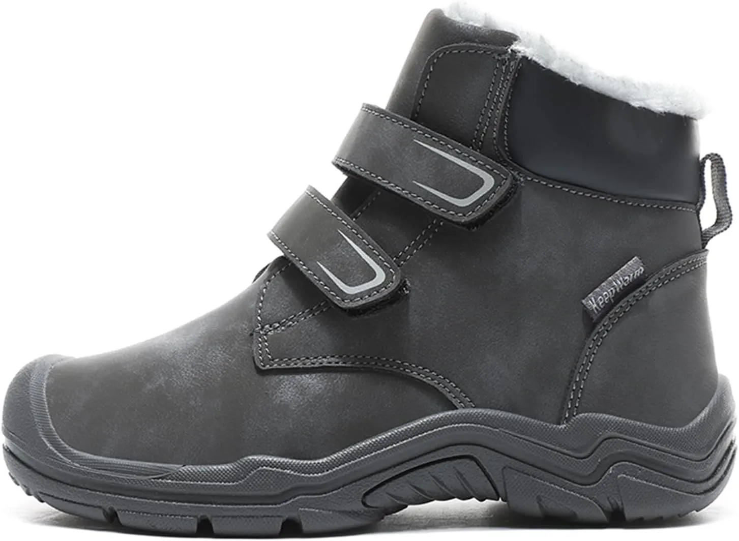 Boys Girls Winter Warm Outdoor Hiking Boots Comfortable Fur Lined Anti-Collision Water-Resistant Non-Slip Walking Snow Boots with Hook and Loop