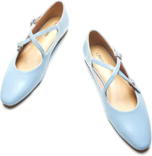 C. Paravano Women's Mary Jane Ballet Flats - Adjustable Buckle Strap,Soft Leather Almond Toe Flats for Work,Casual, Daily Wear, Wedding, Church, Office, and Travel and Driving-Stylish Women's Shoes