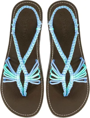 Capana Women's Flat Cork Sandals - Strappy Braided Bohemian Beach Sandals, Spring Casual Shoes, Comfy Boho Flats for Teen Girls – Cocoon